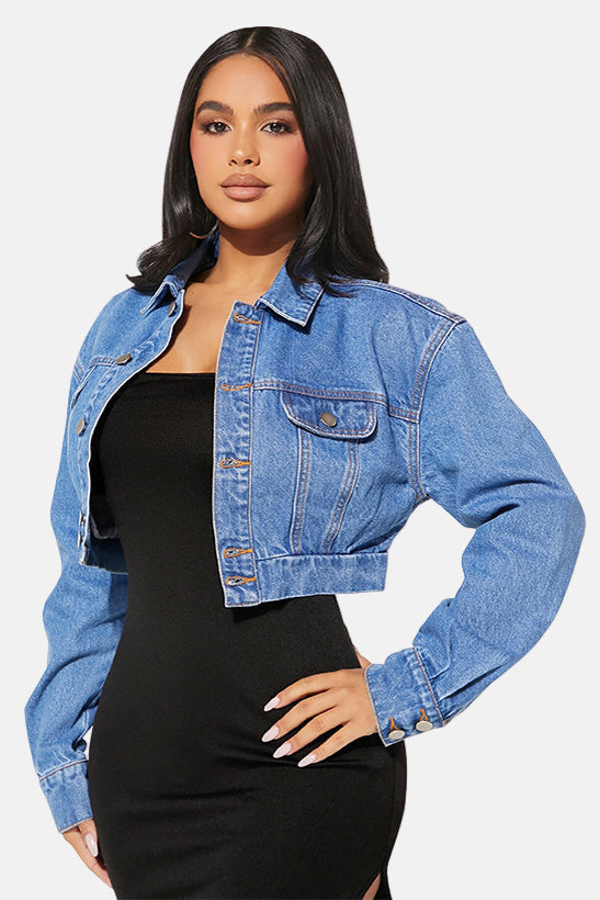 Denim Crop Jacket Blue