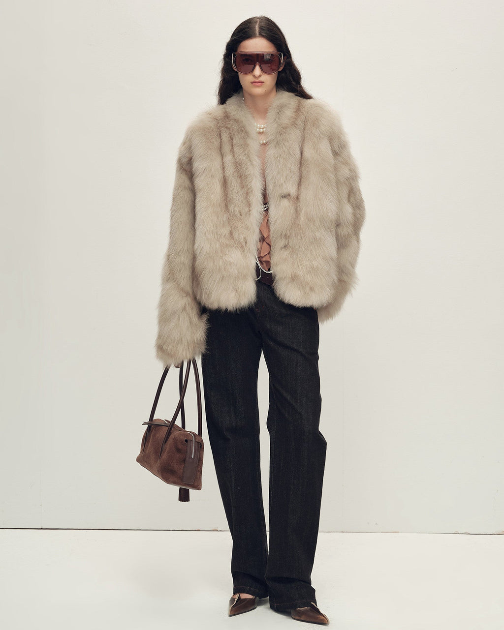 Firelady Fur Women‘s Short Fox Fur Coat | SagaFurs Crown-Grade Ombré Dyed Collar 'Chic Sister'