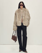 Firelady Fur Women‘s Short Fox Fur Coat | SagaFurs Crown-Grade Ombré Dyed Collar 'Chic Sister'