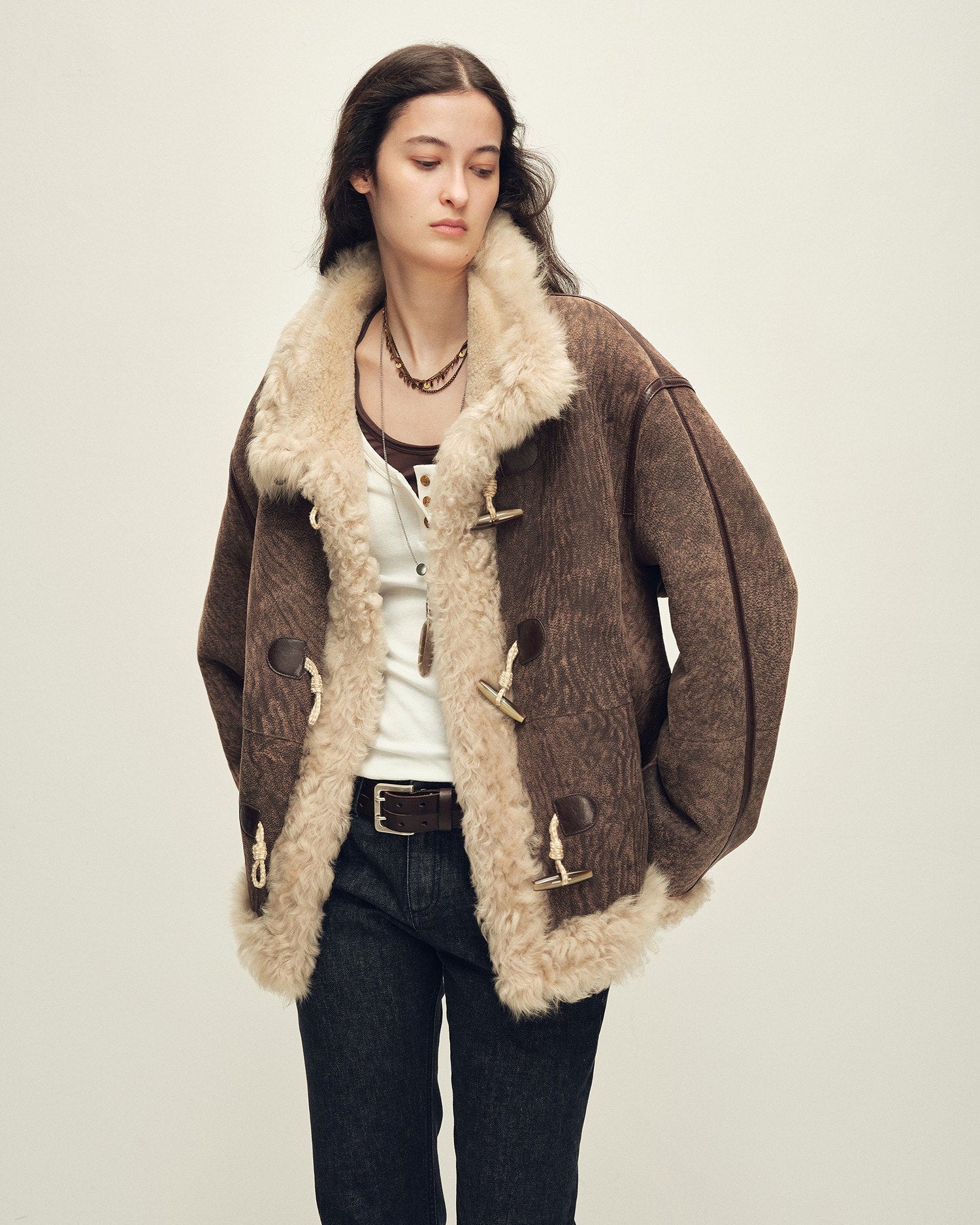 Shearling Coat | Merino Wool & Curly Toca Trim ‘Galaxy Gala’