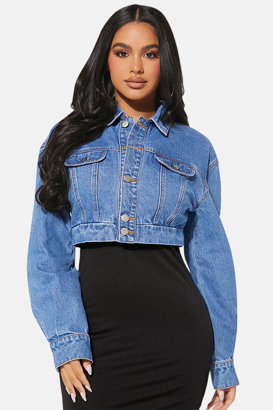 Denim Crop Jacket Blue