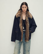 Goose Down Fur Parka with Detachable Raccoon Fur Hood 'Hearthside Simmer'