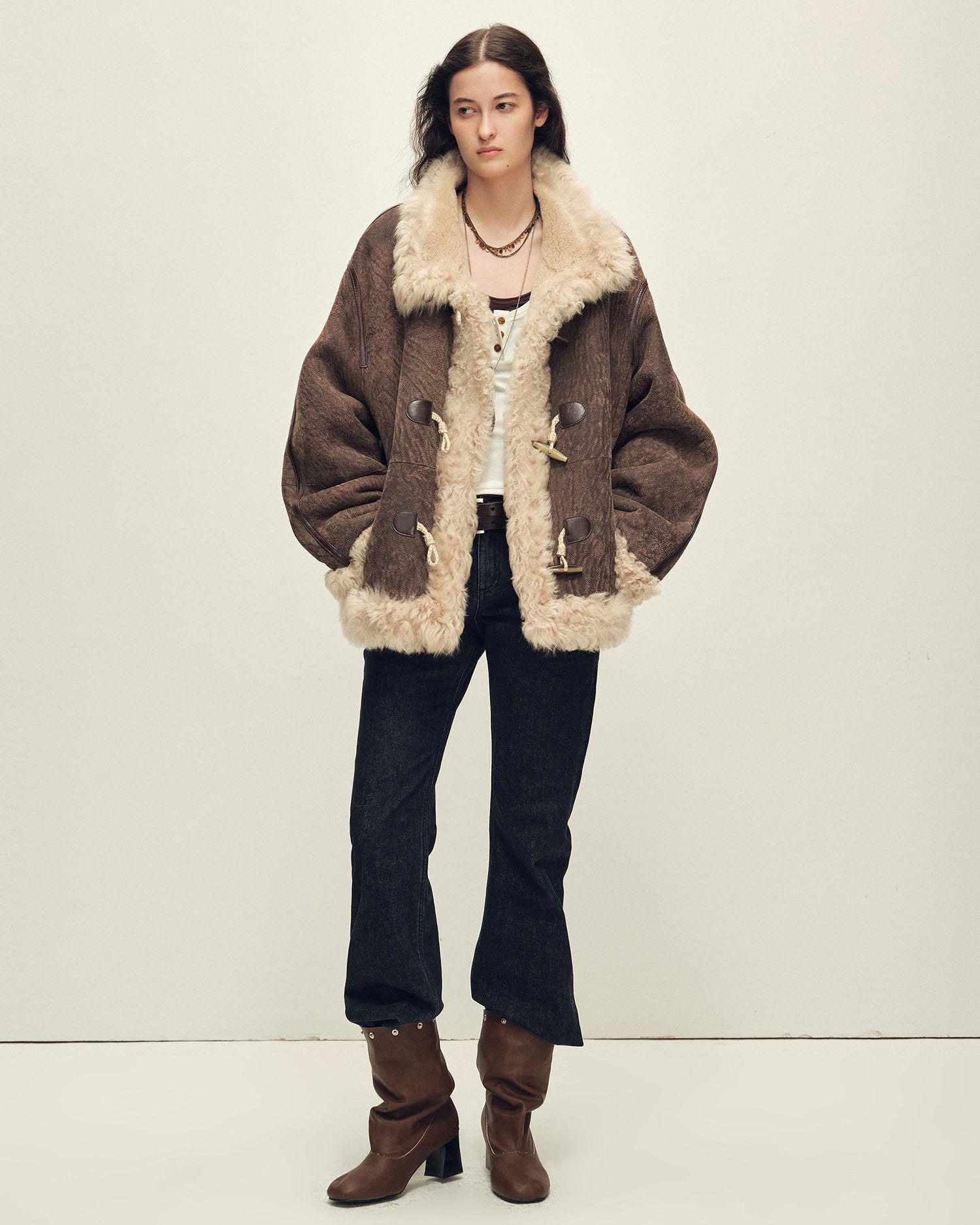 Shearling Coat | Merino Wool & Curly Toca Trim ‘Galaxy Gala’