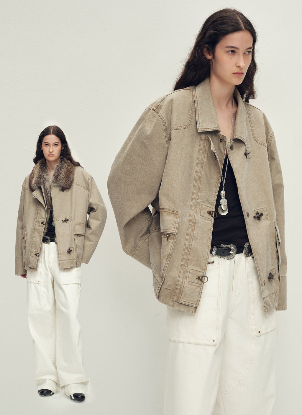 Goose Down Fur Parka with Detachable Raccoon Fur Hood 'Hearthside Simmer'