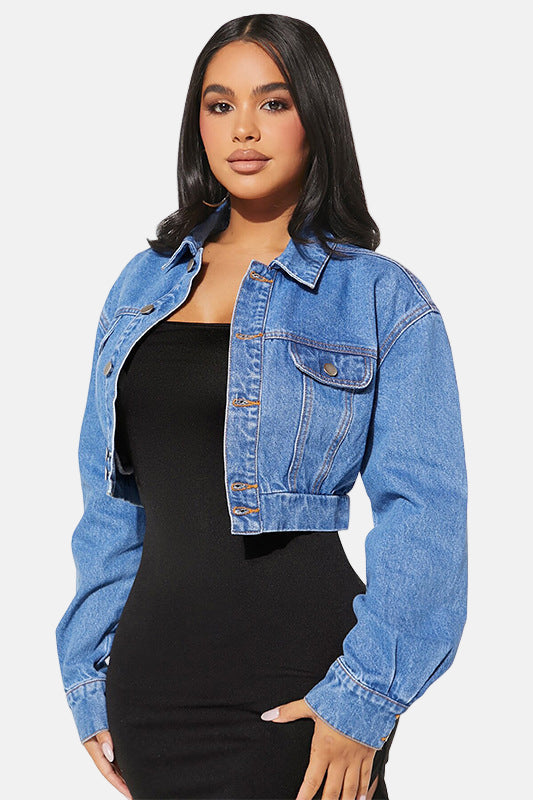 Denim Crop Jacket Blue