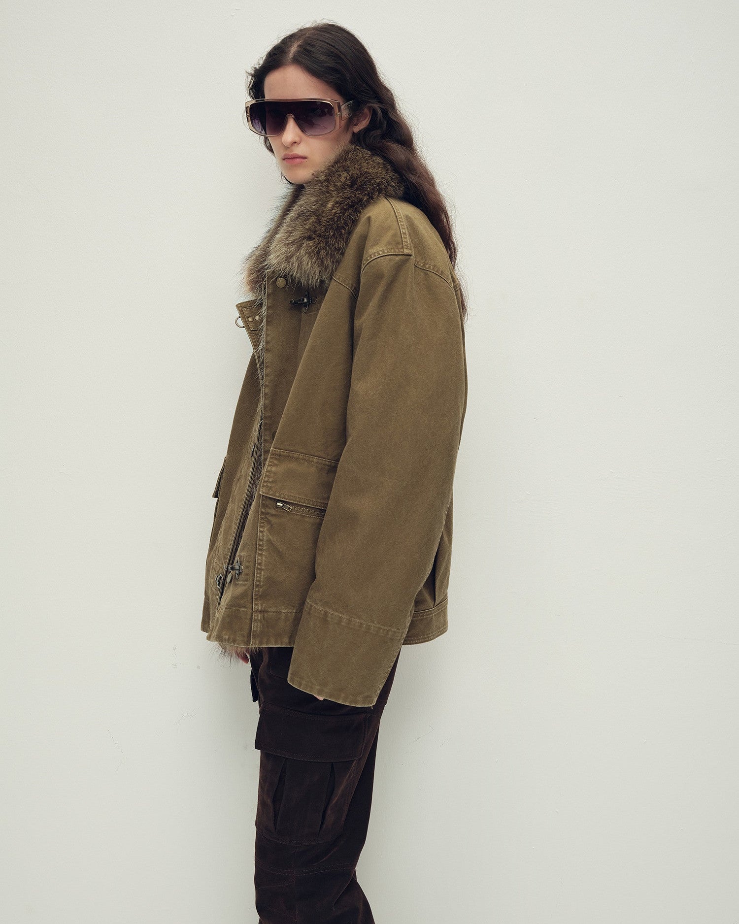 Goose Down Fur Parka with Detachable Raccoon Fur Hood 'Hearthside Simmer'