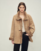 Firelady Fur Shearling Jacket with Italian Tuscan Curly Wool Suede Collar ‘Glam Belle’
