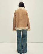 Shearling Coat | Merino Wool & Curly Toca Trim ‘Galaxy Gala’