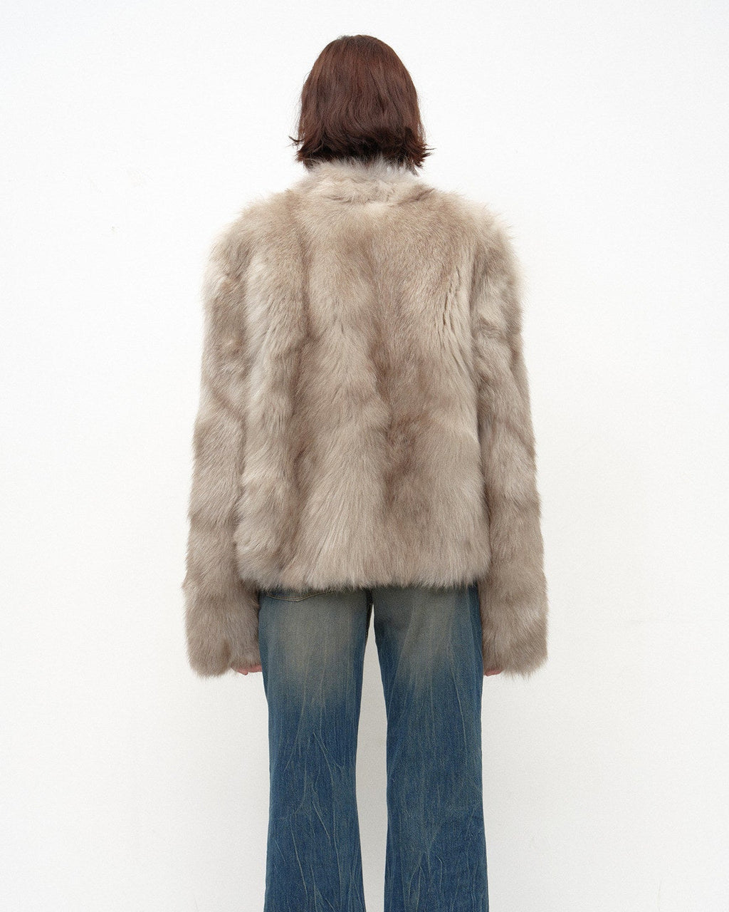 Firelady Fur Women‘s Short Fox Fur Coat | SagaFurs Crown-Grade Ombré Dyed Collar 'Chic Sister'
