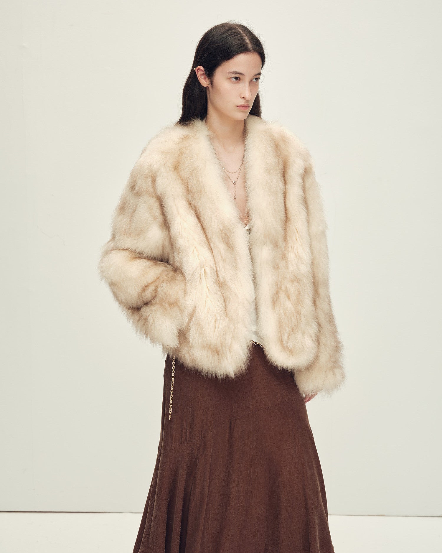 Firelady Fur Fox Fur Coat with Hand-Sprayed Ombré Finish | Saga Fur V-Neck Design ’Gone With the Wind’