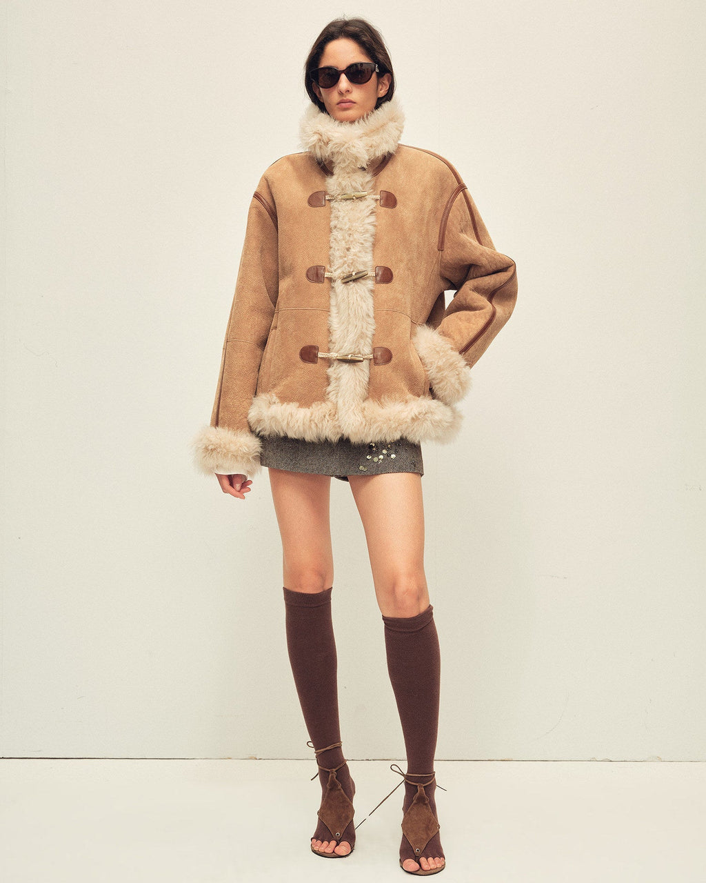 Shearling Coat | Merino Wool & Curly Toca Trim ‘Galaxy Gala’