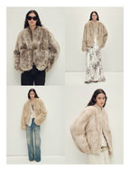 Firelady Fur Women‘s Short Fox Fur Coat | SagaFurs Crown-Grade Ombré Dyed Collar 'Chic Sister'
