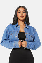 Denim Crop Jacket Blue