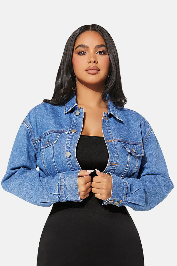 Denim Crop Jacket Blue
