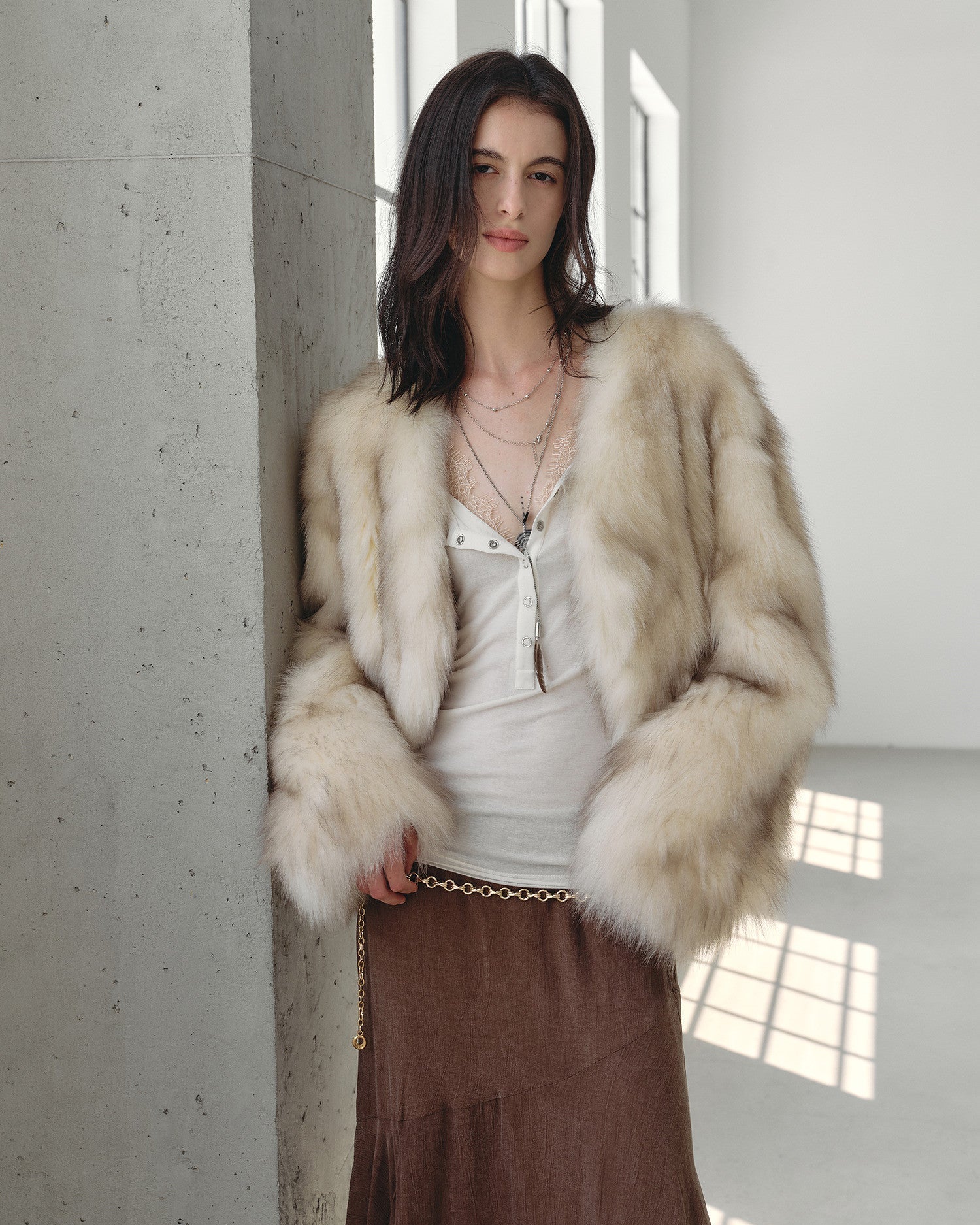 Firelady Fur Fox Fur Coat with Hand-Sprayed Ombré Finish | Saga Fur V-Neck Design ’Gone With the Wind’