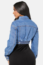 Denim Crop Jacket Blue