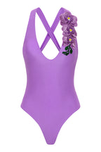 Goddess in Lilac One-Piece Swimsuit