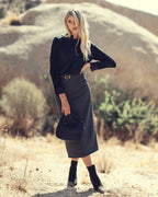 Straight Wool Skirt with Belt