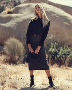 Straight Wool Skirt with Belt