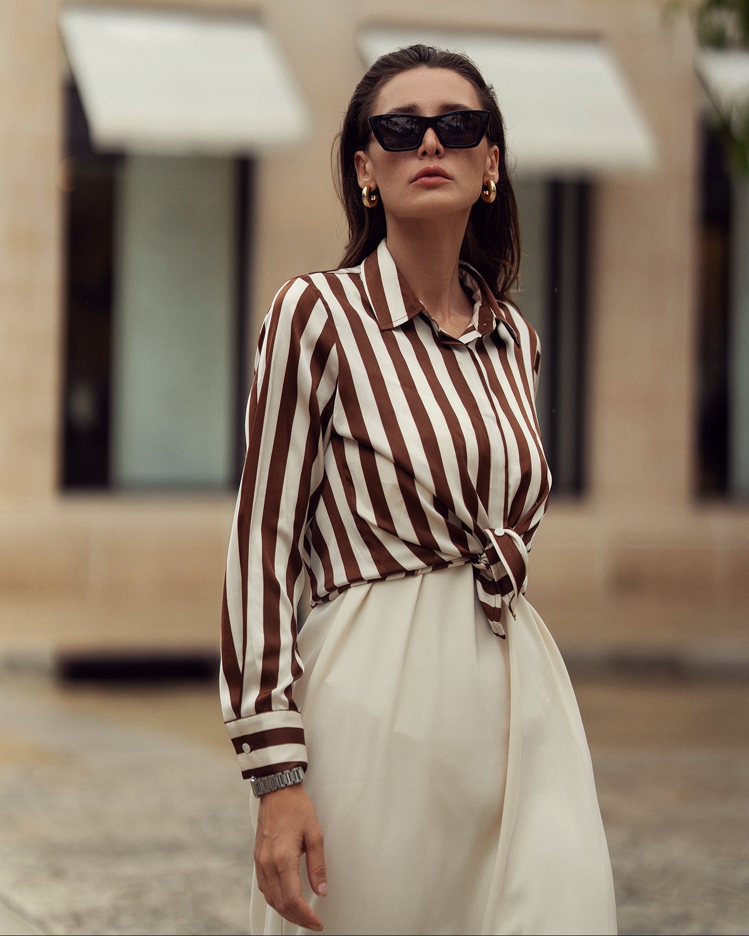 Striped Silky Blouse