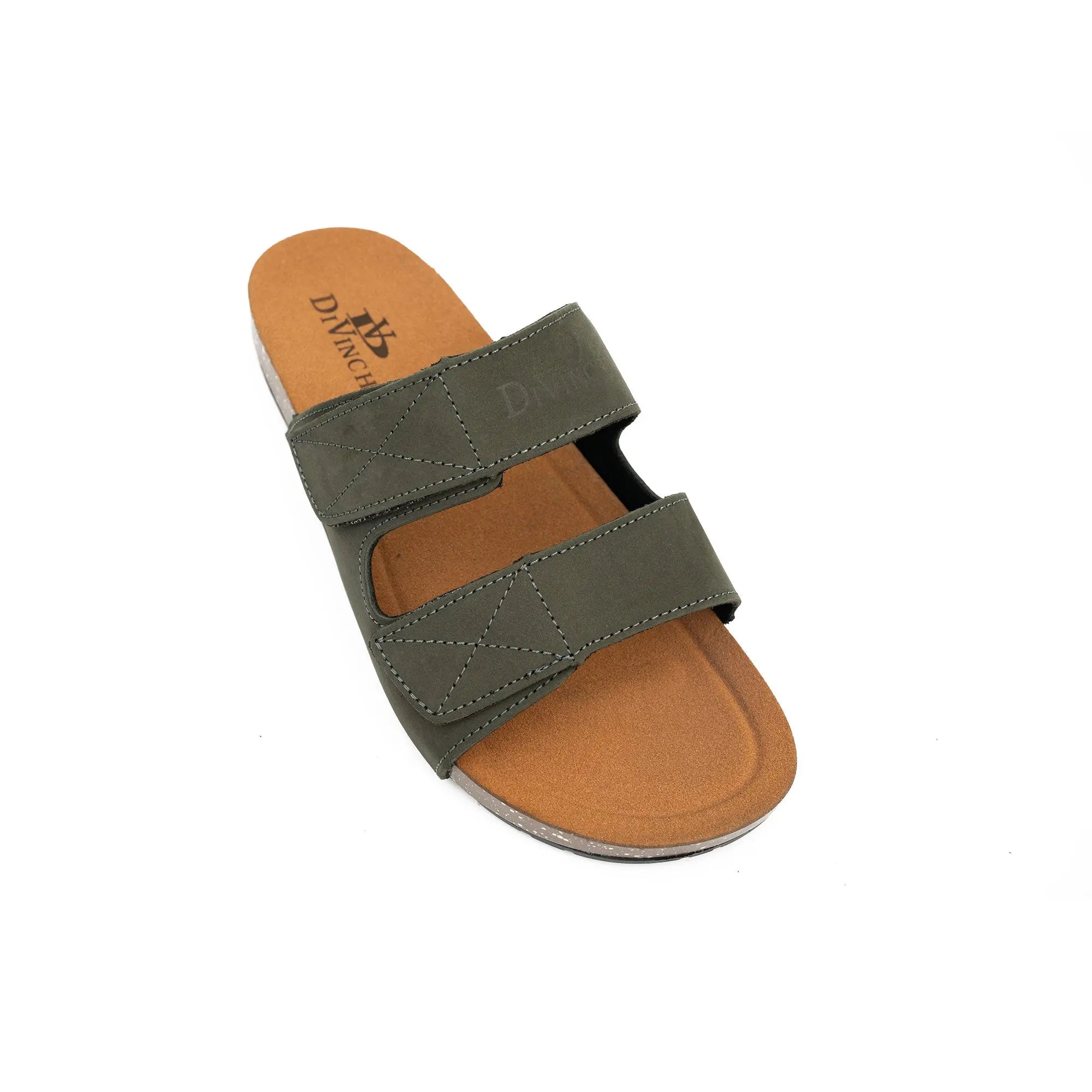 Olive Green Double Strap Slides Sandals