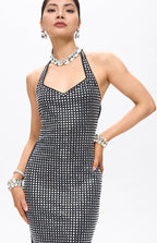 Ooca Embellished Crystal Mini Dress Black