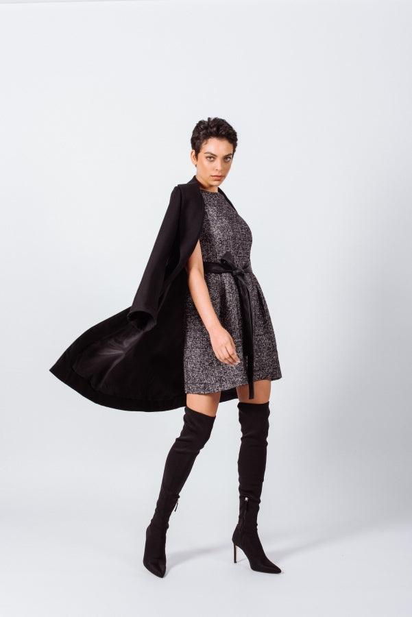 Le Réussi Worsted Flannel Long Trench Coat Black