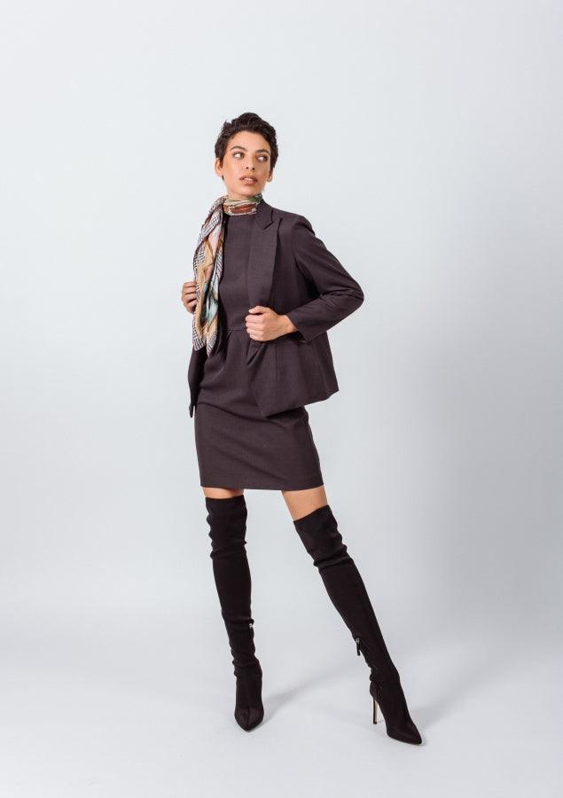 Le Réussi Women’s Tailored Office Jacket Luxe Charcoal Blazer