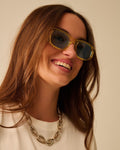 Oval Sunglasses with High Gloss Transparent Frames in Yellow