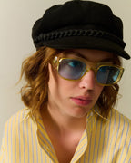 Oval Sunglasses with High Gloss Transparent Frames in Yellow