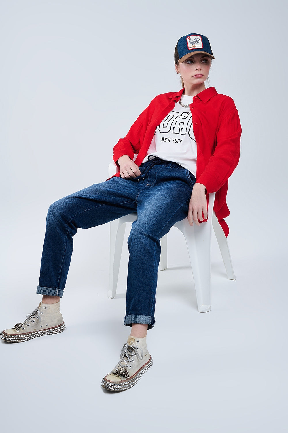 Oversized White T-Shirt with Soho New York at the Front