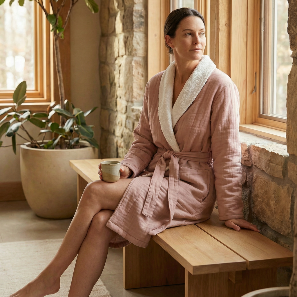 Soluna Double-Side Muslin/Terry Shawl Robe