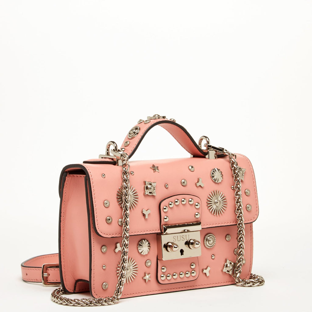 SUSU The Hollywood Leather Crossbody Bag | Pale Pink