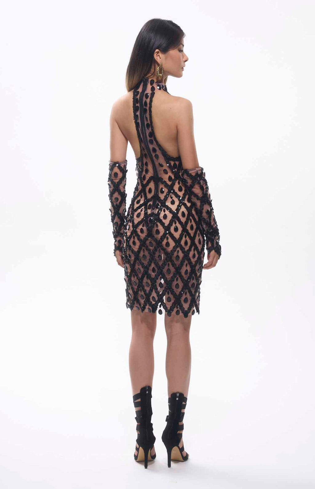 Parry Diamante Embellished Mini Dress Black