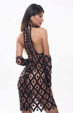 Parry Diamante Embellished Mini Dress Black