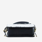 SUSU Leather Bucket Bag Black Purse Snakeskin Drawstring Design Medium Size Bag
