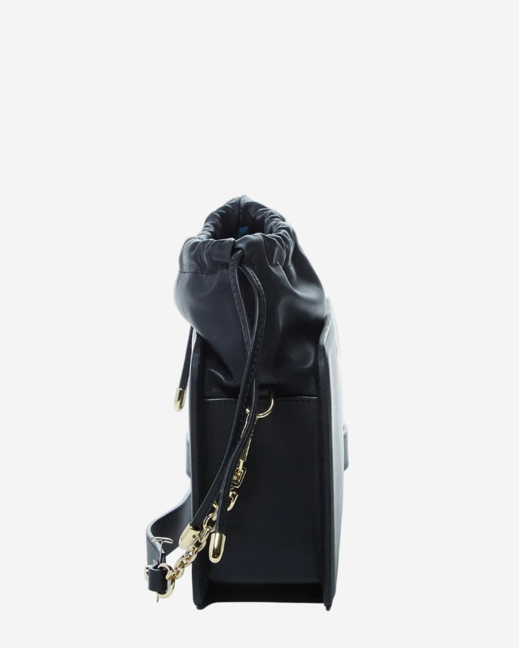 SUSU Leather Bucket Bag Black Purse Drawstring Design Medium Size Bag