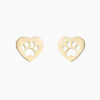 Pawfect Charm Heart Paw Cutout Stud Earrings