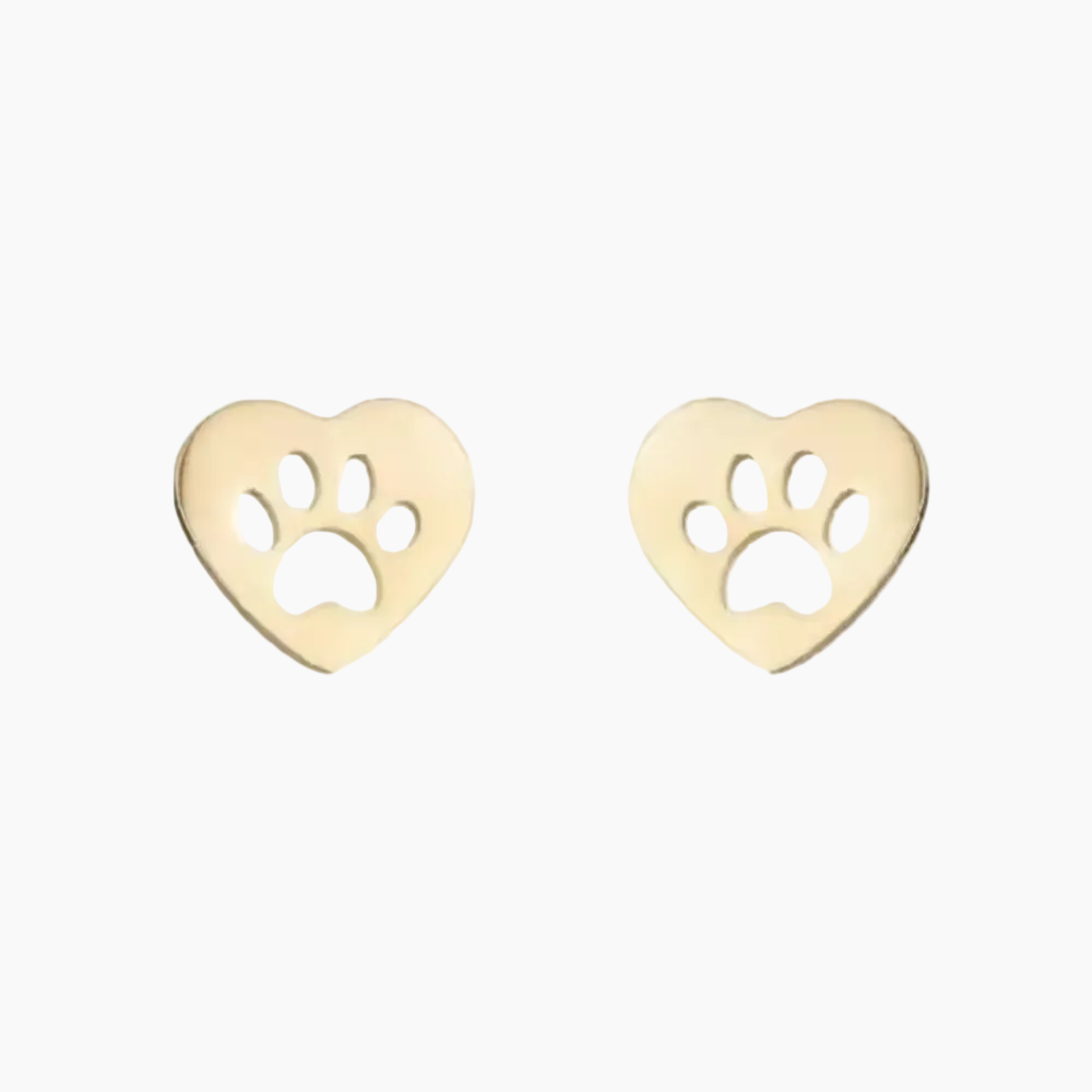 Pawfect Charm Heart Paw Cutout Stud Earrings
