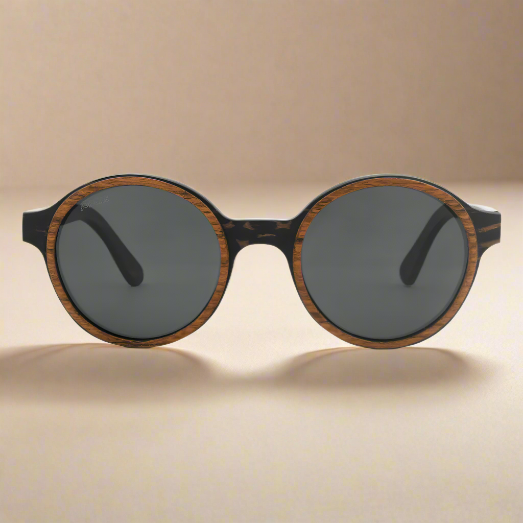 Pepe Iconic Round Wood Sunglasses