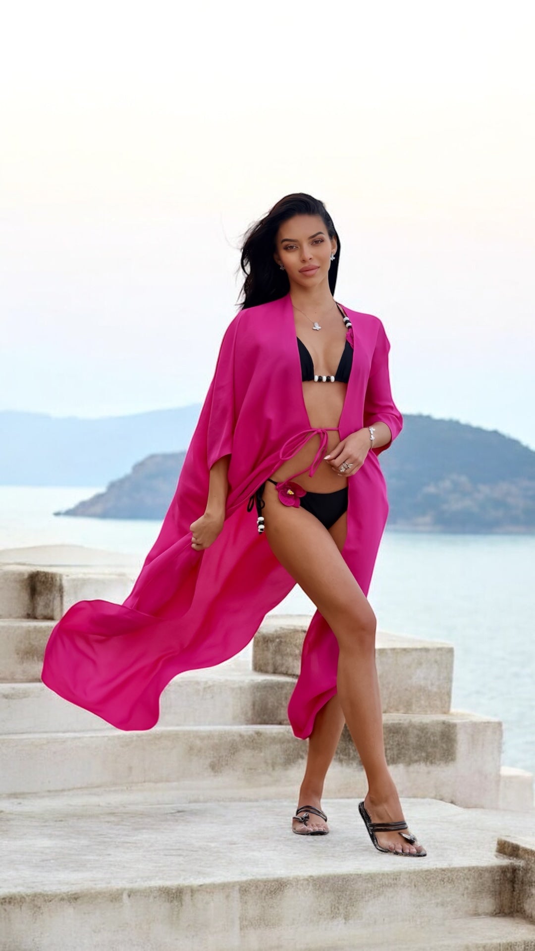 Key West Cover-Up Tunic (Long) 100% Silk Chiffon