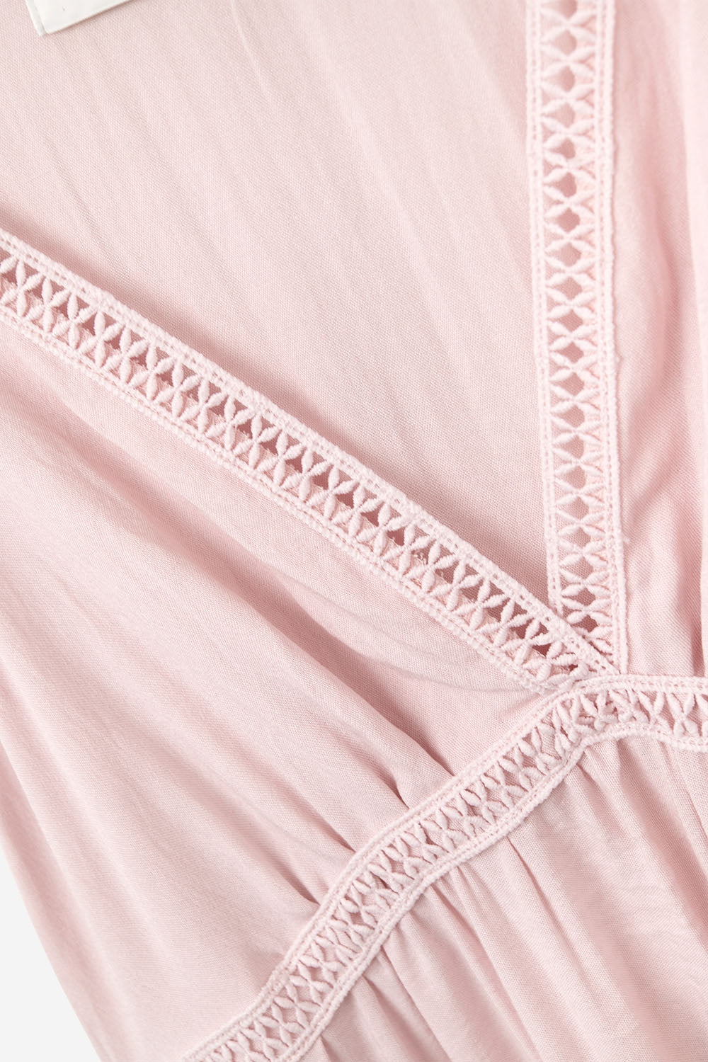 Pink Maxi Dress with Lace Details and Boho Style