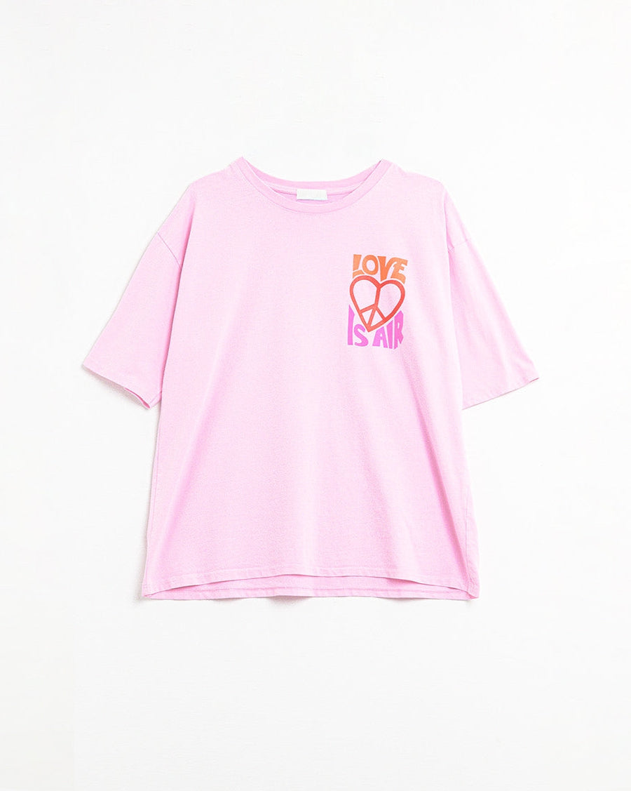 Pink T-Shirt with Love Is Air and Heart with Peace Logo