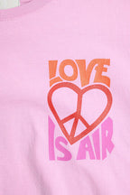 Pink T-Shirt with Love Is Air and Heart with Peace Logo