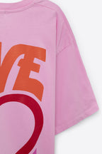 Pink T-Shirt with Love Is Air and Heart with Peace Logo