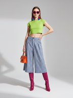 Plaid Wide-Leg Pants 7/8 Brooklyn Heights | Women - BYMANYC ® New York