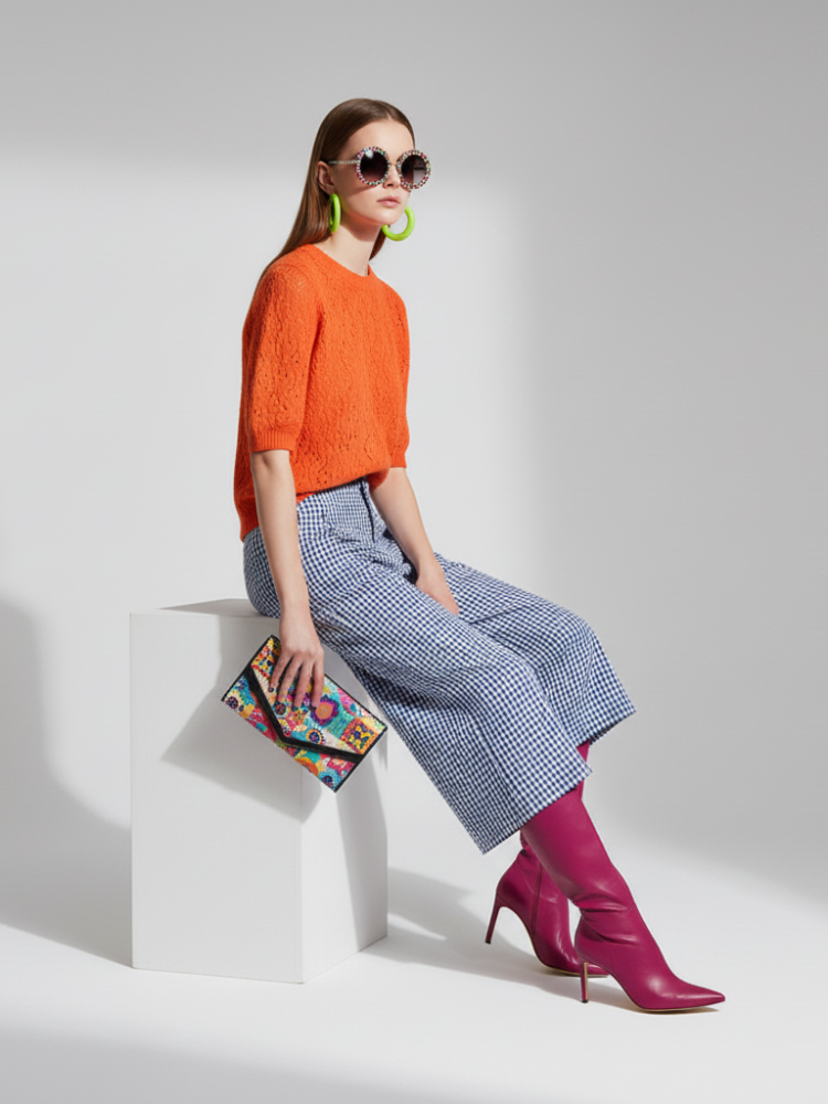Plaid Wide-Leg Pants 7/8 Brooklyn Heights | Women - BYMANYC ® New York