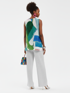 Pleated Printed Sleeveless Top | Coney Island BYMANYC ® New York