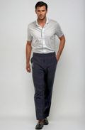 Pleated Wool Trouser Pants | Navy Plaid