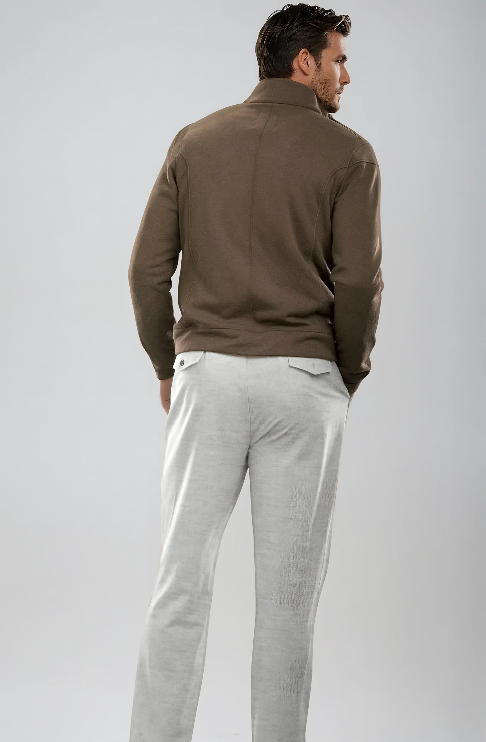 Pleated Wool Trouser Pants | Heather Grey